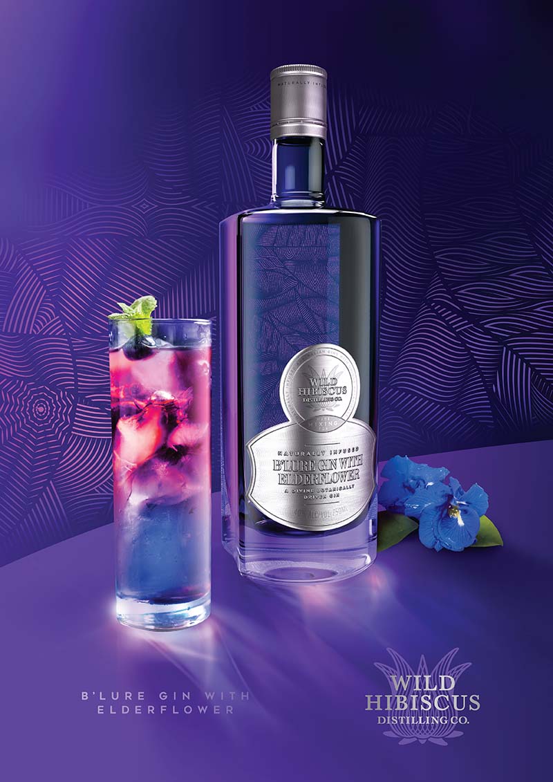 B'Lure Butterfly Pea Flower Gin with Elderflower 750ml