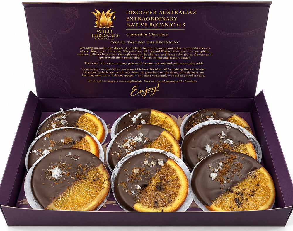 Dark Chocolate Dipped Orange Slices with Kurrajong Spice