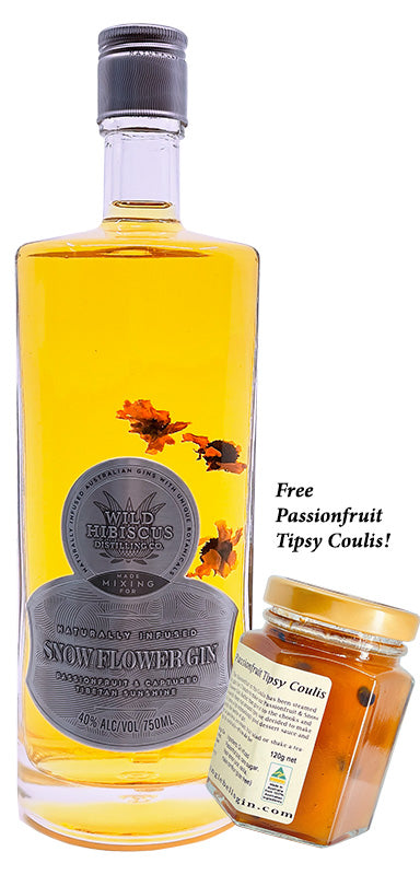 Snow Flower Passionfruit Gin 750ml & FREE Passionfruit Coulis!